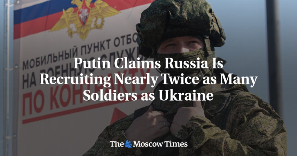 Путин заявляет, что Россия вербует солдат почти в два раза больше, чем Украина