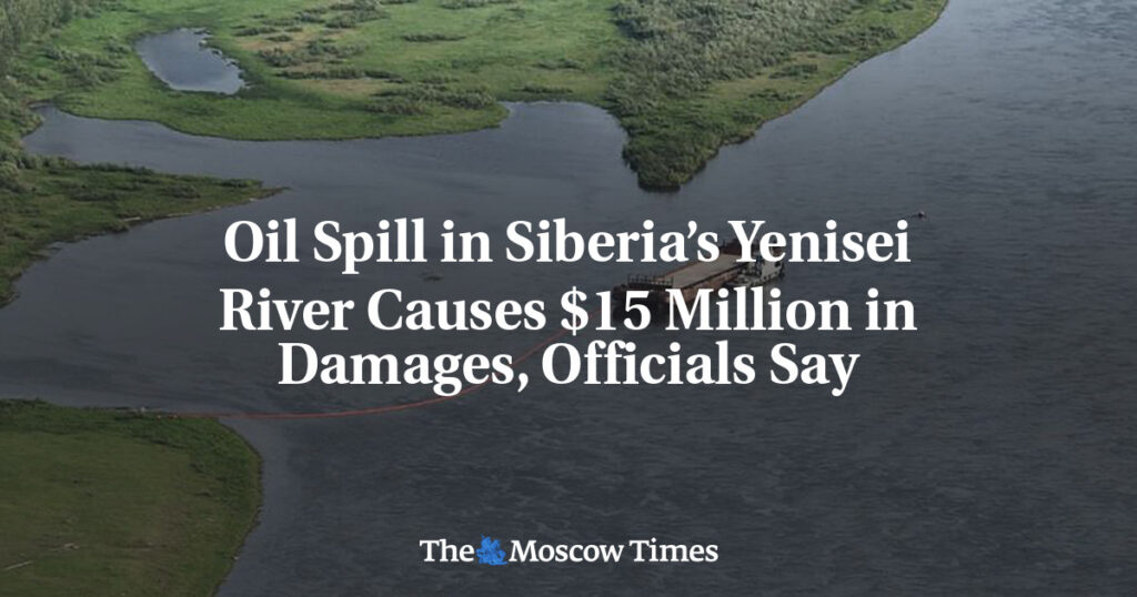 Разлив нефти в Енисее причинил ущерб на миллионов, заявляют официальные лица Разлив нефти в Енисее причинил ущерб на миллионов, заявляют официальные лица