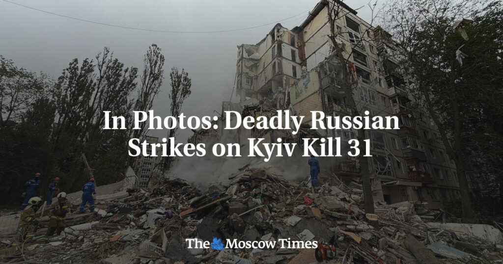 В фотографиях: Смертоносные удары России по Киеву унесли жизни 31 человека