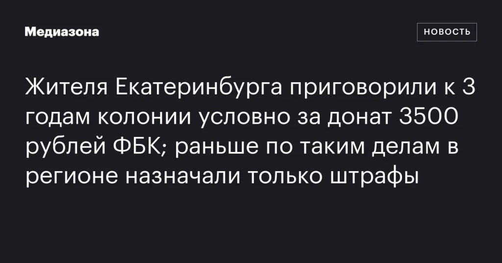 Житель Екатеринбурга получил условный срок в 3 года за перевод 3500 рублей ФБК, ранее назначались только штрафы