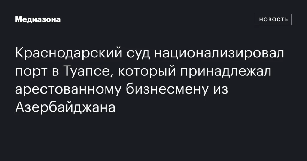 Суд в Краснодаре национализировал туапсинский порт, принадлежавший арестованному азербайджанскому бизнесмену