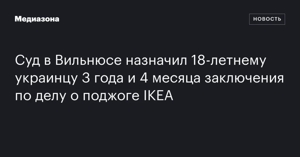 Суд в Вильнюсе приговорил 18-летнего украинца к 3 годам и 4 месяцам заключения за поджог IKEA