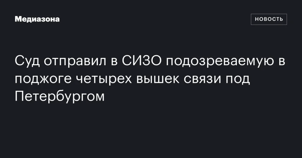 Суд арестовал подозреваемую в поджоге четырех вышек связи под Петербургом