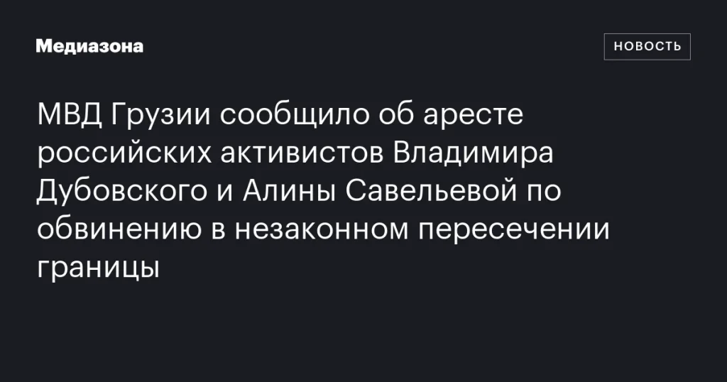 В Грузии задержаны российские активисты Владимир Дубовский и Алина Савельева за незаконное пересечение границы