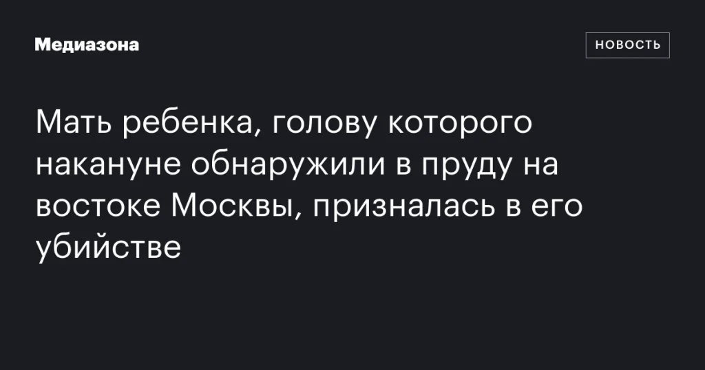 Мать призналась в убийстве ребенка, голову которого нашли в пруду на востоке Москвы
