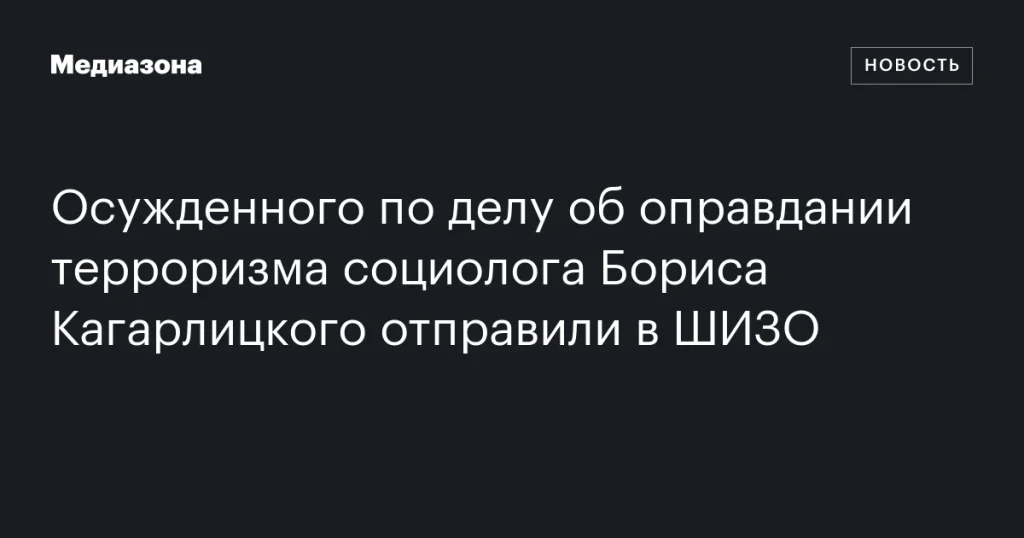 Социолога Бориса Кагарлицкого, осужденного за оправдание терроризма, отправили в ШИЗО