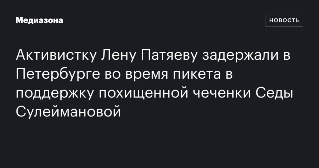 В Санкт-Петербурге задержали активистку Лену Патяеву во время пикета в поддержку Седы Сулеймановой