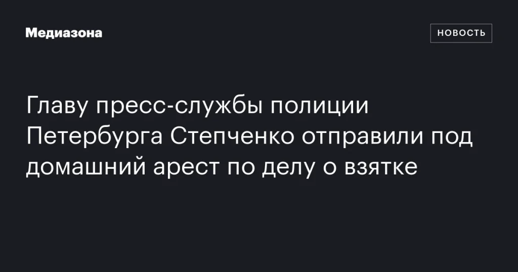 Главу пресс-службы полиции Петербурга Степченко отправили под домашний арест по делу о коррупции