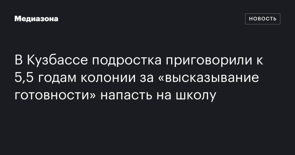 В Кузбассе подростку дали 5,5 лет колонии за «намерение» напасть на школу