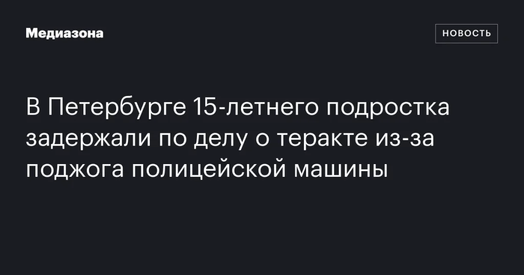 В Петербурге задержали 15-летнего подростка по делу о теракте из-за поджога полицейского автомобиля