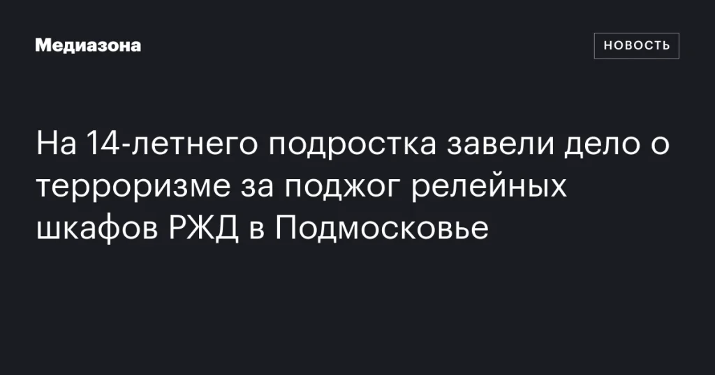 В Подмосковье 14‑летнего подростка обвинили в терроризме за поджог релейных шкафов РЖД В Подмосковье 14‑летнего подростка обвинили в терроризме за поджог релейных шкафов РЖД