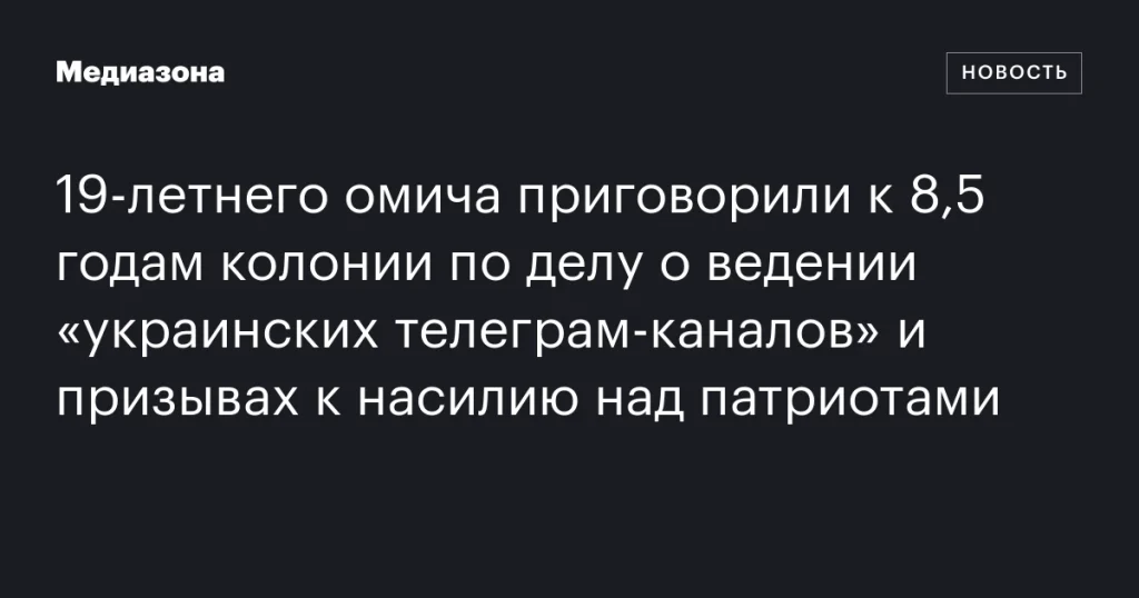 Омич, 19 лет, получил 8,5 лет колонии за управление «украинскими телеграм-каналами» и призывы к насилию над патриотами
