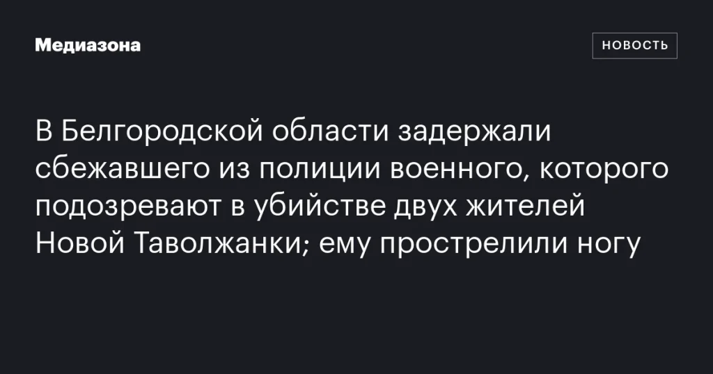 В Белгородской области задержан военный, подозреваемый в убийстве двух человек; ему прострелили ногу В Белгородской области задержан военный, подозреваемый в убийстве двух человек; ему прострелили ногу