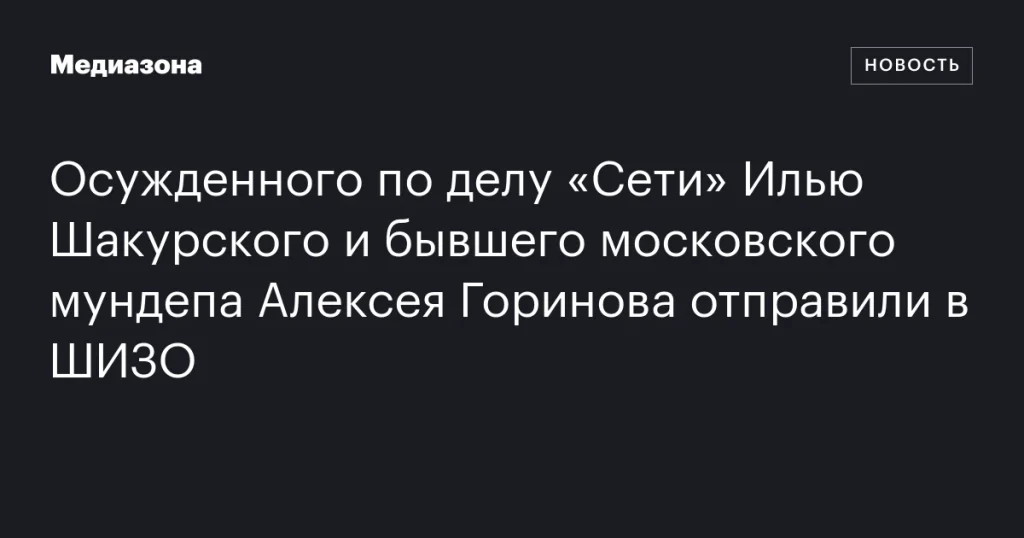 Илью Шакурского и Алексея Горинова отправили в ШИЗО