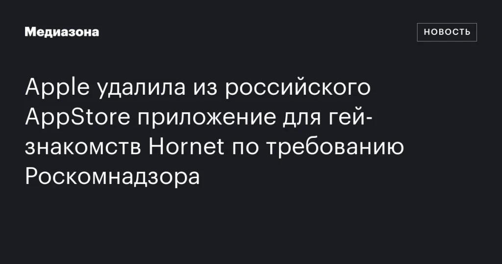 Apple по запросу Роскомнадзора удалила из российского AppStore приложение для гей-знакомств Hornet