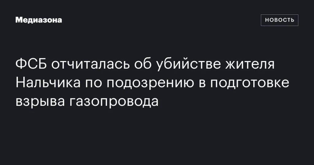 ФСБ сообщила о ликвидации жителя Нальчика, подозреваемого в подготовке взрыва газопровода