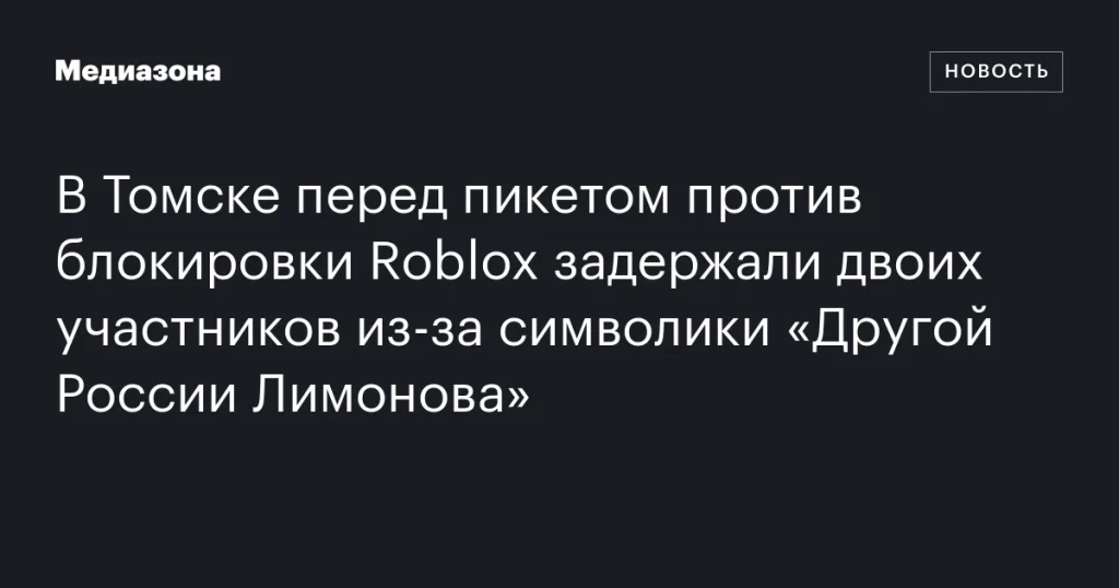 В Томске задержали двоих участников пикета против блокировки Roblox из-за символики «Другой России Лимонова»