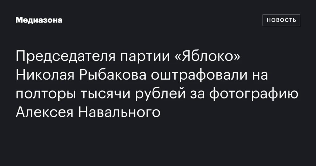 Председателя партии «Яблоко» Николая Рыбакова оштрафовали за фото Навального на 1500 рублей
