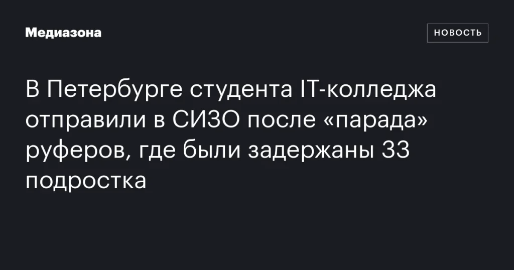 В Петербурге студента IT-колледжа арестовали после «парада» руферов с задержанием 33 подростков