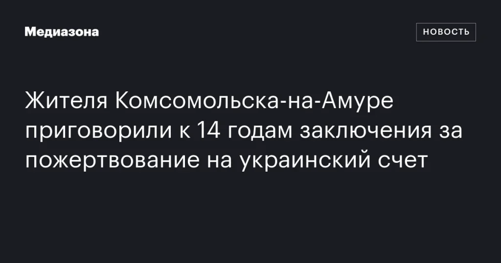 Жителю Комсомольска-на-Амуре дали 14 лет тюрьмы за перевод денег на украинский счет