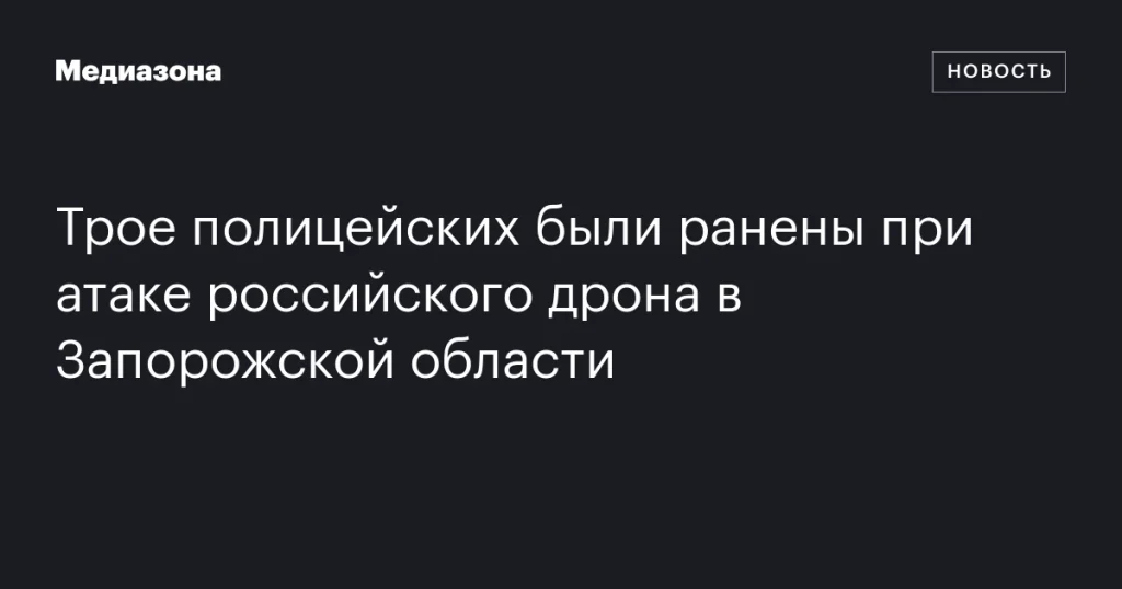 Трое полицейских пострадали при атаке российского дрона в Запорожье Трое полицейских пострадали при атаке российского дрона в Запорожье