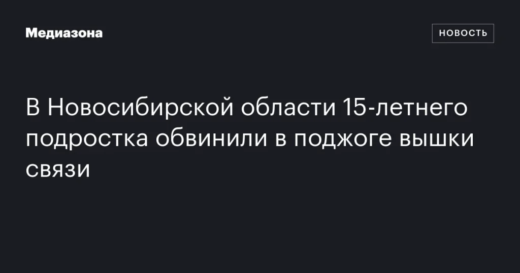 В Новосибирской области 15‑летнего обвиняют в поджоге вышки связи