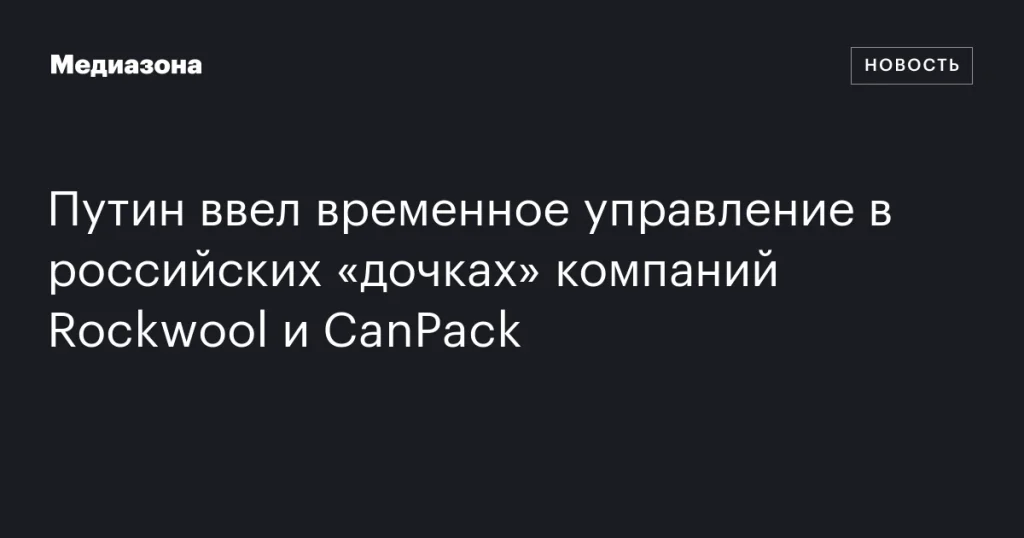 Путин назначил временное управление в российских филиалах компаний Rockwool и CanPack Путин назначил временное управление в российских филиалах компаний Rockwool и CanPack