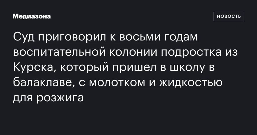 Подростка из Курска отправили на восемь лет в колонию за нападение на школу