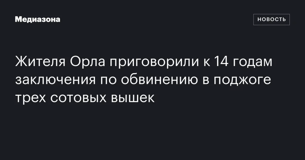 Орелец получил 14 лет тюрьмы за поджог трех сотовых вышек
