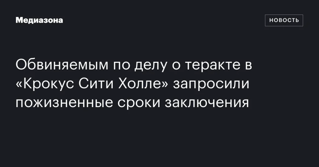 Обвиняемым в теракте в «Крокус Сити Холле» предложили пожизненные сроки