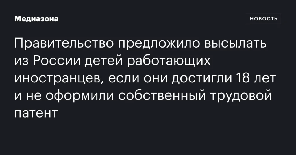 Детей иностранных работников предложили выслать из России после 18 лет без трудового патента Детей иностранных работников предложили выслать из России после 18 лет без трудового патента