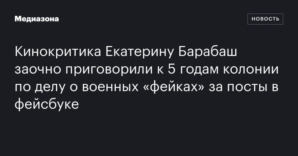 Кинокритик Екатерина Барабаш заочно осуждена на 5 лет колонии за посты в Facebook, признанные военными «фейками»