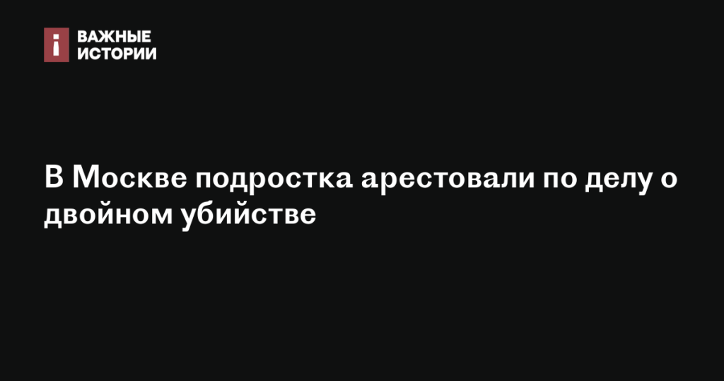 В Москве арестован подросток по обвинению в двойном убийстве
