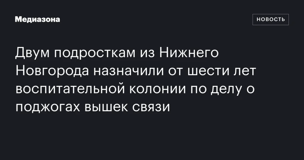 Двух подростков из Нижнего Новгорода приговорили к шести годам воспитательной колонии за поджоги вышек связи