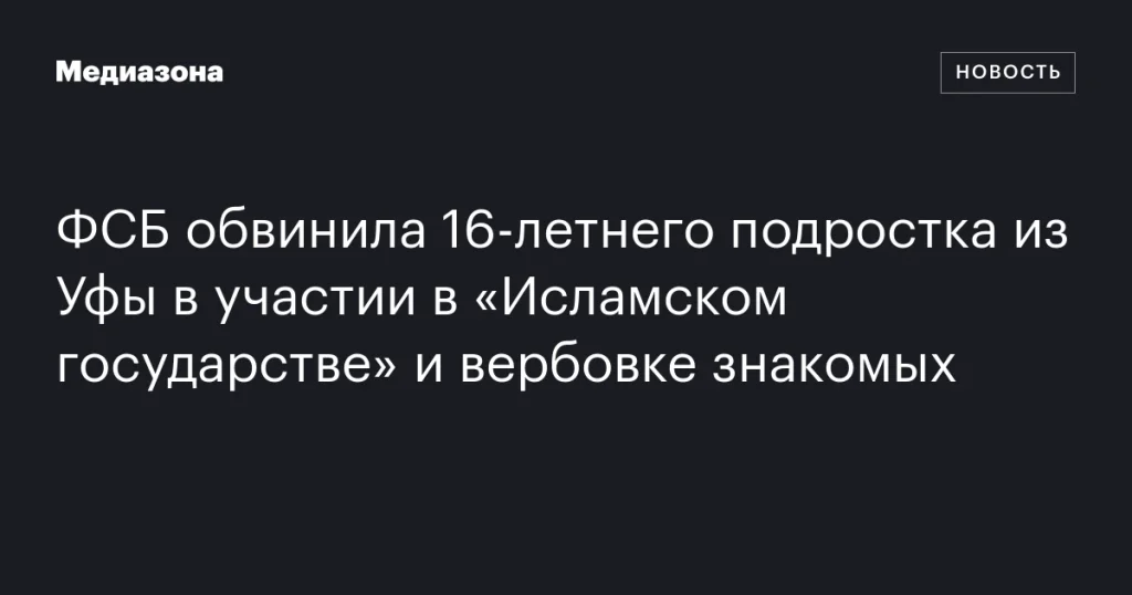 ФСБ обвинила подростка из Уфы в связях с ИГ и вербовке