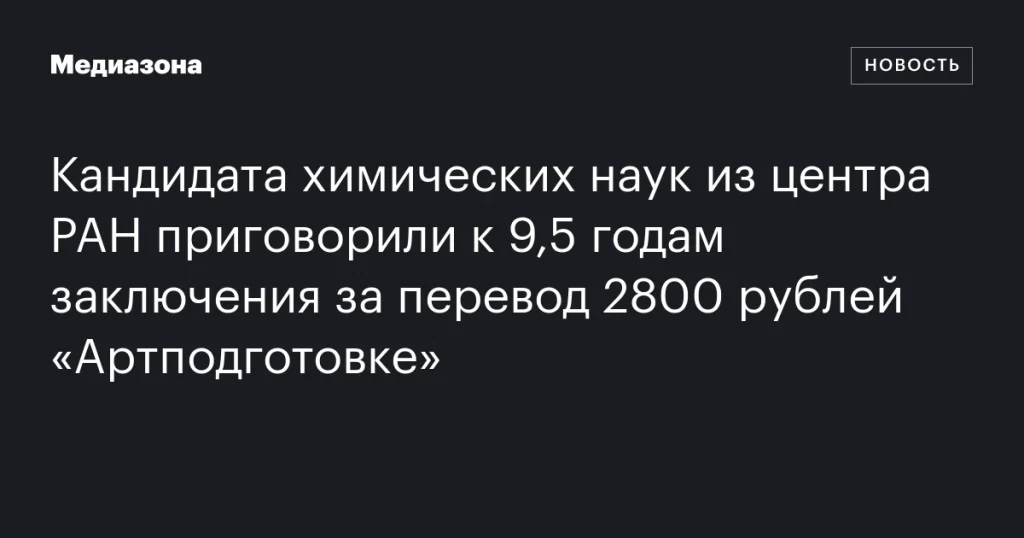 Кандидат наук из РАН получил 9,5 лет за перевод 2800 рублей «Артподготовке»