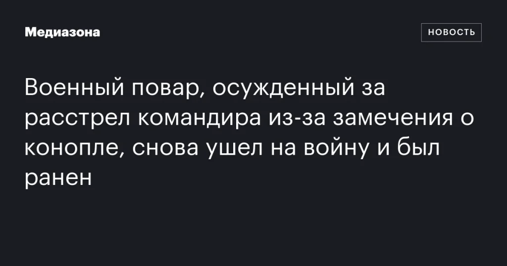 Осужденный за расстрел командира военный повар снова ушел на войну и был ранен