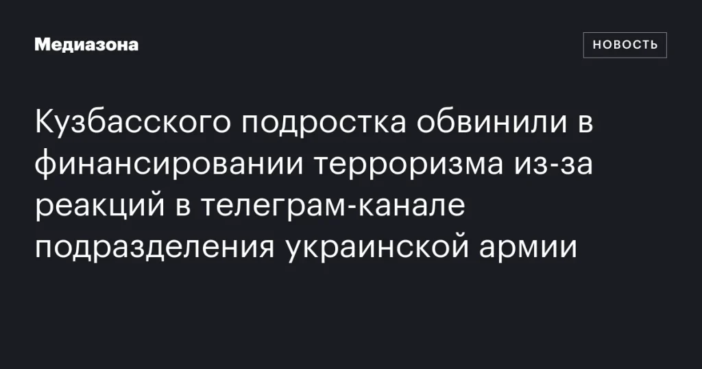 Кузбасского подростка обвинили в поддержке терроризма за реакции в Telegram-канале украинской армии