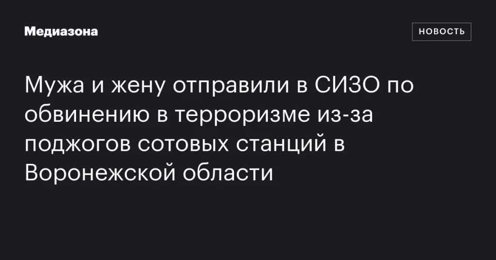 Супруги арестованы по обвинению в терроризме за поджоги сотовых станций в Воронежской области