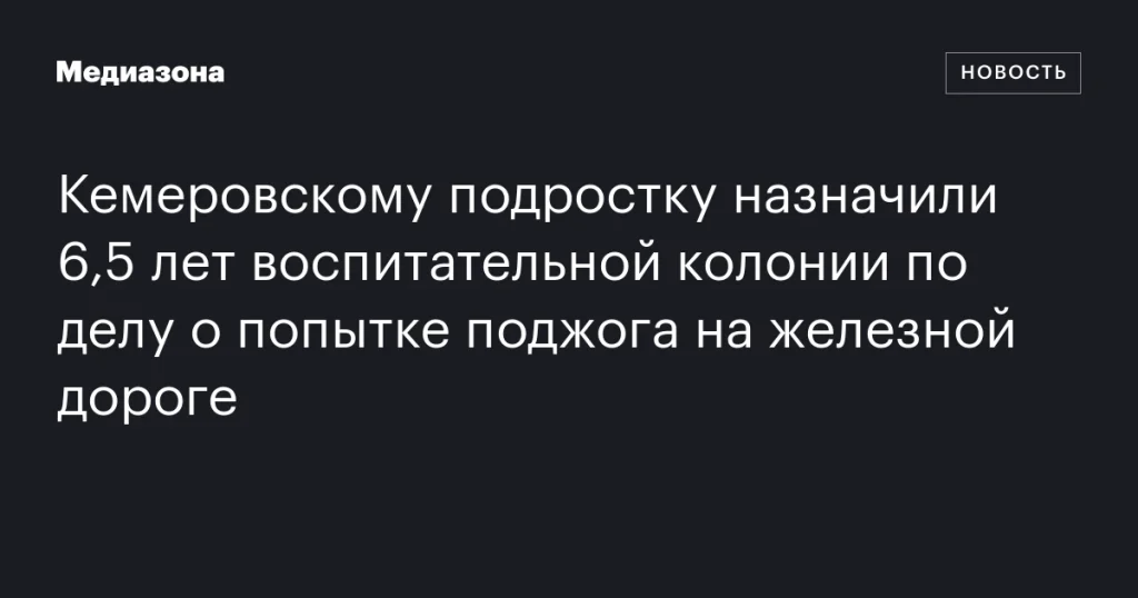 Кемеровскому подростку дали 6,5 лет воспитательной колонии за попытку поджога на железной дороге