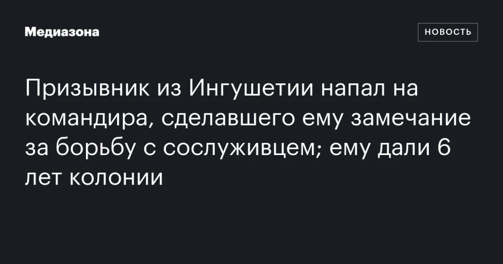 Призывник из Ингушетии получил 6 лет колонии за нападение на командира после замечания за драку