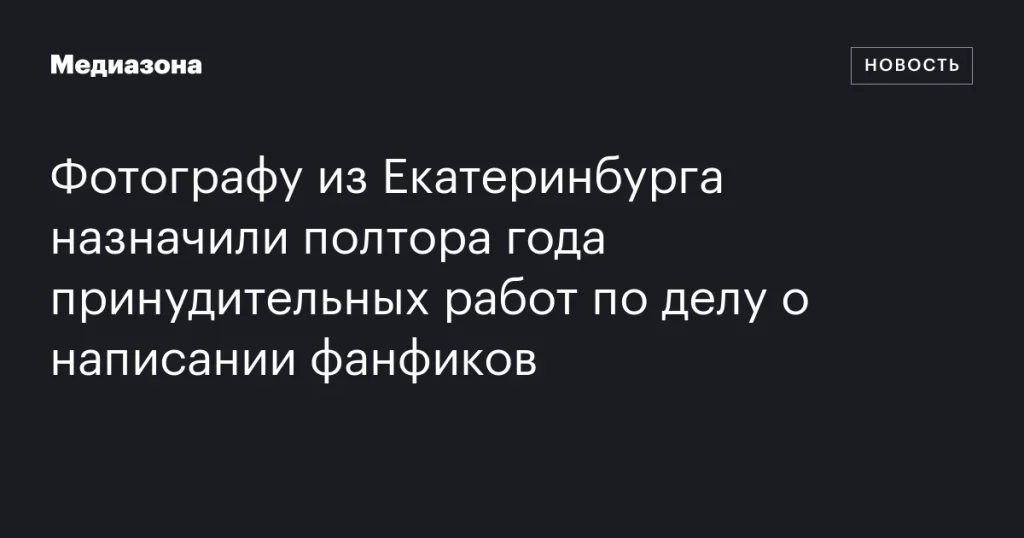 Екатеринбургскому фотографу дали полтора года принудительных работ за написание фанфиков