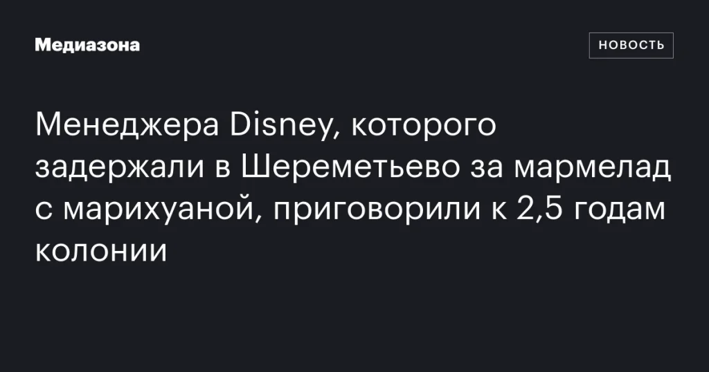 Менеджера Disney приговорили к 2,5 годам колонии за мармелад с марихуаной, найденный в Шереметьево