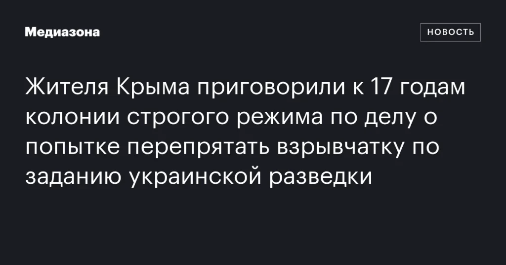 Крымчанина приговорили к 17 годам строгого режима за попытку спрятать взрывчатку по указанию украинской разведки