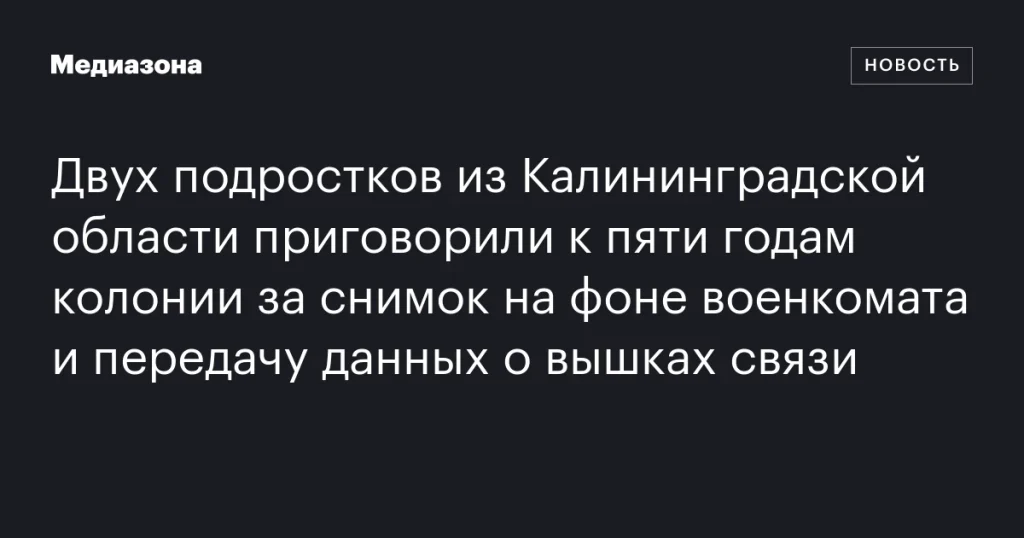 Двум подросткам из Калининградской области дали по пять лет колонии за фото на фоне военкомата и передачу данных о вышках связи