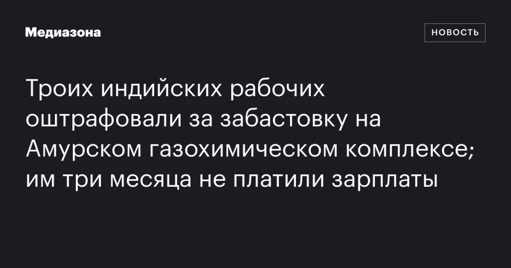 Троих индийских рабочих оштрафовали за забастовку на Амурском газохимическом комплексе после трехмесячной задержки зарплаты Троих индийских рабочих оштрафовали за забастовку на Амурском газохимическом комплексе после трехмесячной задержки зарплаты